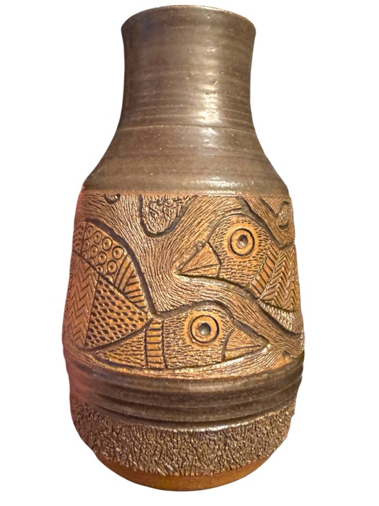 L&M Designs Haliburton Highlands Other - Vintage 1973 L&M Designs Haliburton Carved Bird Pottery Vase